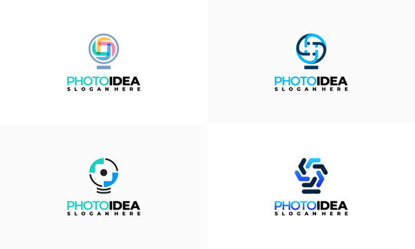 Set of Photography Idea logo designs concept vector, Shutter Idea logo template symbol