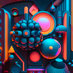 Obraz premium Modern Fantastic Illustration: A Dreamlike Scene of colorful Fantasy and detailed Glow