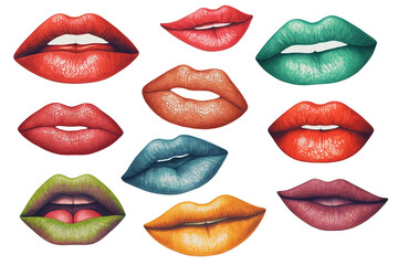 Obraz premium Cartoon Lippen, freigestellt auf transparentem Hintergrund, PNG