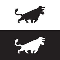 Bull animal vector logo template design . icon logo . silhouette logo 