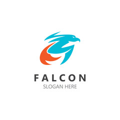 Falcon logo design image, silhouette eagle template illustration
