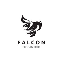Falcon logo design image, silhouette eagle template illustration