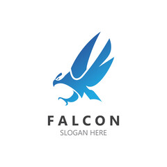 Falcon logo design image, silhouette eagle template illustration