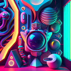 Modern Fantastic Illustration: A Dreamlike Scene of colorful Fantasy and detailed Glow