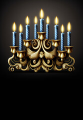 Fototapeta premium Jewish Holiday Hanukkah Banner, Chanukah Menorah Illustration, Hanukkah Menorah Candelabra, Generative Ai