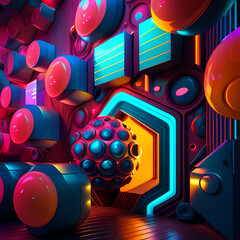 Obraz premium Modern Fantastic Illustration: A Dreamlike Scene of colorful Fantasy and detailed Glow