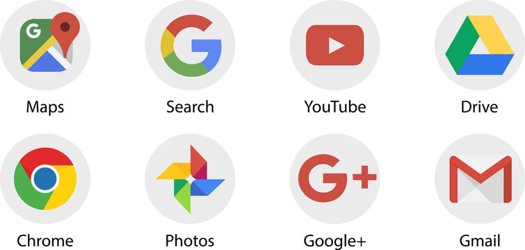Google applications symbols. Official logotypes of Google Apps. Kyiv, Ukraine - Dec 19, 2022
