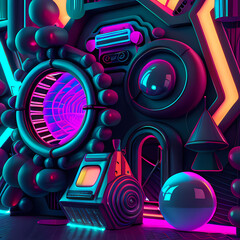 Obraz premium Modern Fantastic Illustration: A Dreamlike Scene of colorful Fantasy and detailed Glow