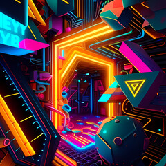 Modern Fantastic Illustration: A Dreamlike Scene of colorful Fantasy and detailed Glow