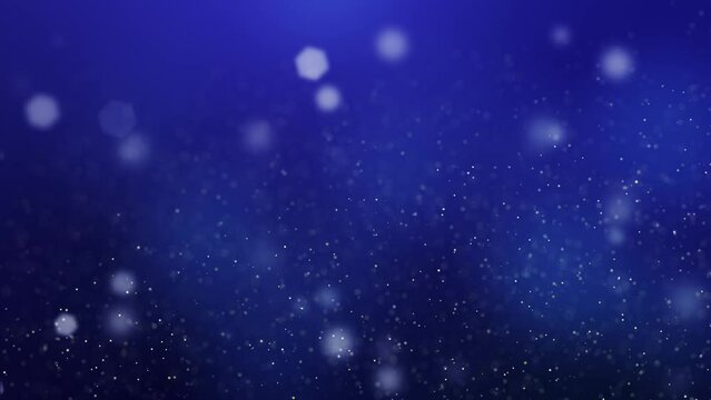 Abstract festive motion background with flying particles. Animated overlay with bokeh lights, seamless loop.