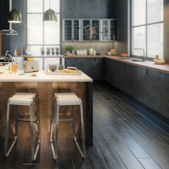 Luxury Penthouse Loft Kitchen  (detail) - 3D Visualization