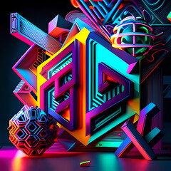 Modern Fantastic Illustration: A Dreamlike Scene of colorful Fantasy and detailed Glow