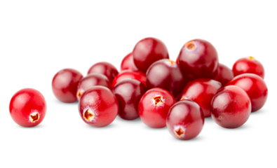 heap cranberries on a white isolated background