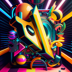 Modern Fantastic Illustration: A Dreamlike Scene of colorful Fantasy and detailed Glow