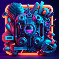 Obraz premium Modern Fantastic Illustration: A Dreamlike Scene of colorful Fantasy and detailed Glow