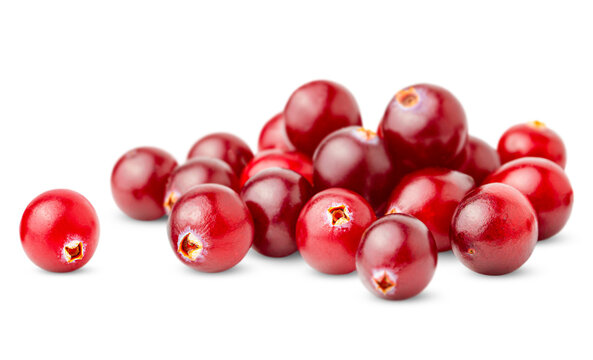 heap cranberries on a white isolated background