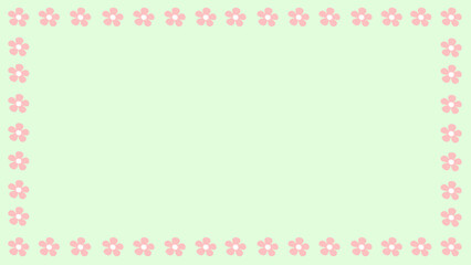 cute frame with pink flowers on the light green background