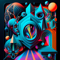 Modern Fantastic Illustration: A Dreamlike Scene of colorful Fantasy and detailed Glow