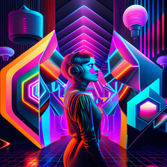 Modern Fantastic Illustration: A Dreamlike Scene of colorful Fantasy and detailed Glow