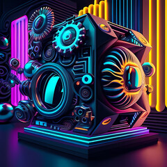 Obraz premium Modern Fantastic Illustration: A Dreamlike Scene of colorful Fantasy and detailed Glow