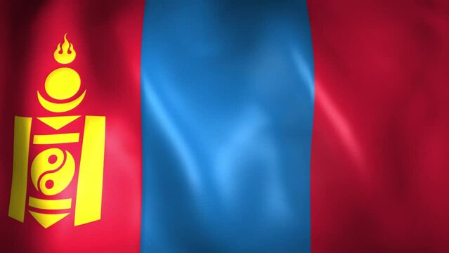Animation of Mongolian flag. 4K. Mongolia flag flying, 3D flag render animation	