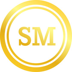 Copyright and registered trademark icon in golden colors. Trademark right license and intellectual property sign.