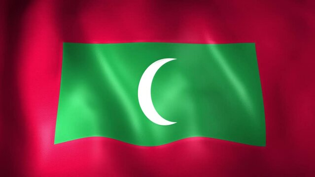 Animation of Maldivian flag. 4K. Maldives flag flying, Republic of Maldives flag render animation	