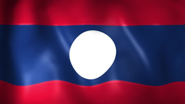 Animation of Laos flag. 4K. Lao flag flying, Lao People's Democratic Republic flag render animation	