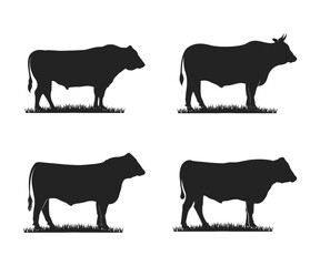 Bull icon set. Bull silhouette icon set. Ox vector illustration