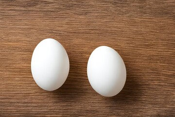 Two eggs on a wooden background