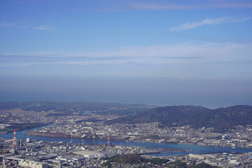 皿倉山から見た若松区、洞海湾方面