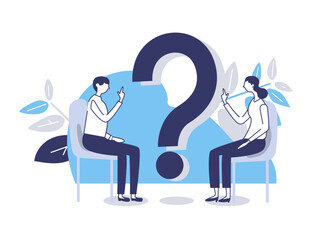 flat design illustration of business person ,question mark 