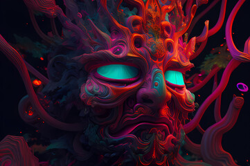 Fluorescent Dreamy Mystical colorful glowing fantasy world Imagination of start of mind
