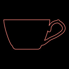 Neon tea cup red color vector illustration image flat style