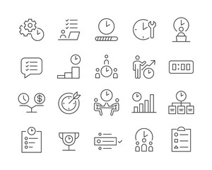 Time Management Icons - Vector Line. Editable Stroke.