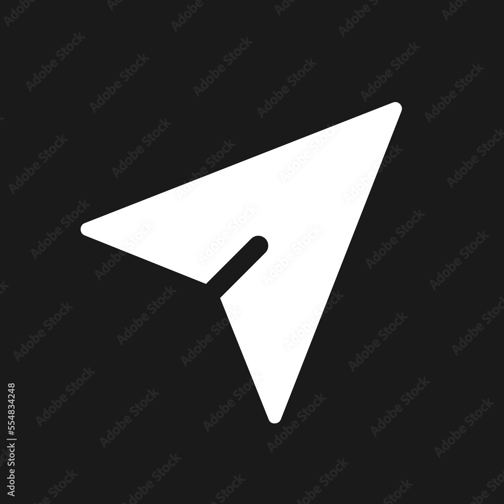 Aufkleber cursor arrow pointer dark mode glyph ui icon. share location. navigation. user interface design. whi