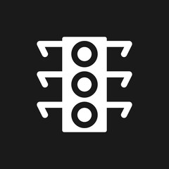 Traffic light dark mode glyph ui icon. Crossing intersection. User interface design. White silhouette symbol on black space. Solid pictogram for web, mobile. Vector isolated illustration