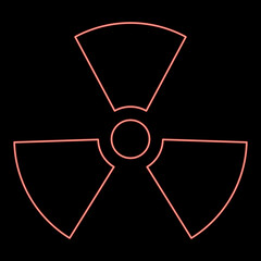 Neon radioactivity Symbol Nuclear sign red color vector illustration image flat style