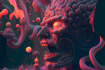 Fluorescent Dreamy Mystical colorful glowing fantasy world Imagination of start of mind