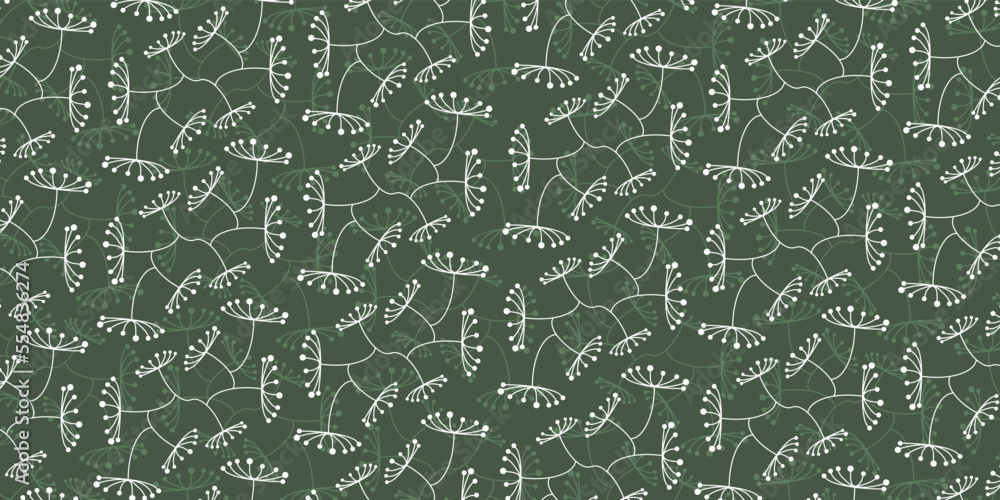 Poster spotted white and green layered flowers pattern - retro style texture, background, design element in