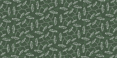 Spotted White and Green Layered Flowers Pattern - Retro Style Texture, Background, Design Element in Editable Vector Format