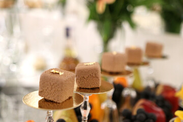 Sweet buffet with cakes, pastries and sweets.