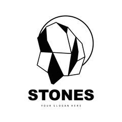 Stone Logo, Vector Stone Modern With Geometry Line Style, Design For Aesthetic Decoration, Brand Modern Product, Simple Icon Abstract Aesthetic Geometry Line