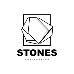 Stone Logo, Vector Stone Modern With Geometry Line Style, Design For Aesthetic Decoration, Brand Modern Product, Simple Icon Abstract Aesthetic Geometry Line