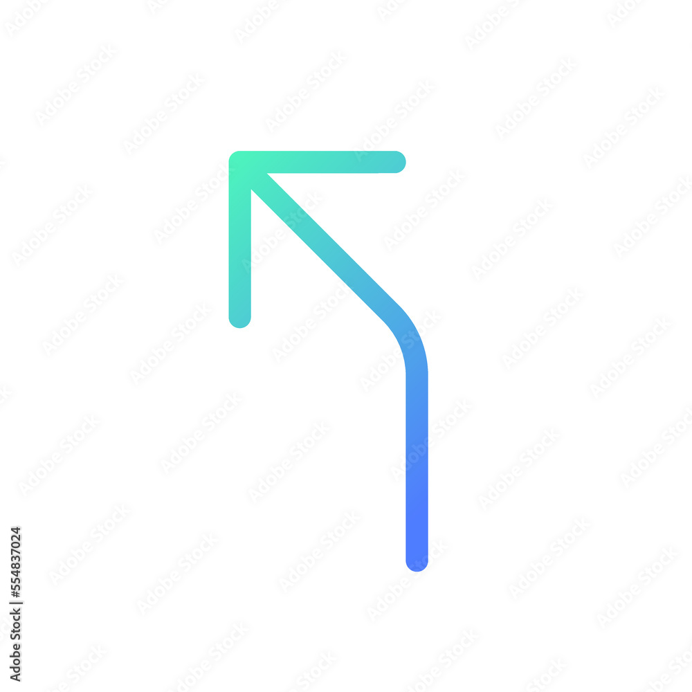 Poster road curves to left arrow pixel perfect gradient linear ui icon. reach destination. road sign. line 