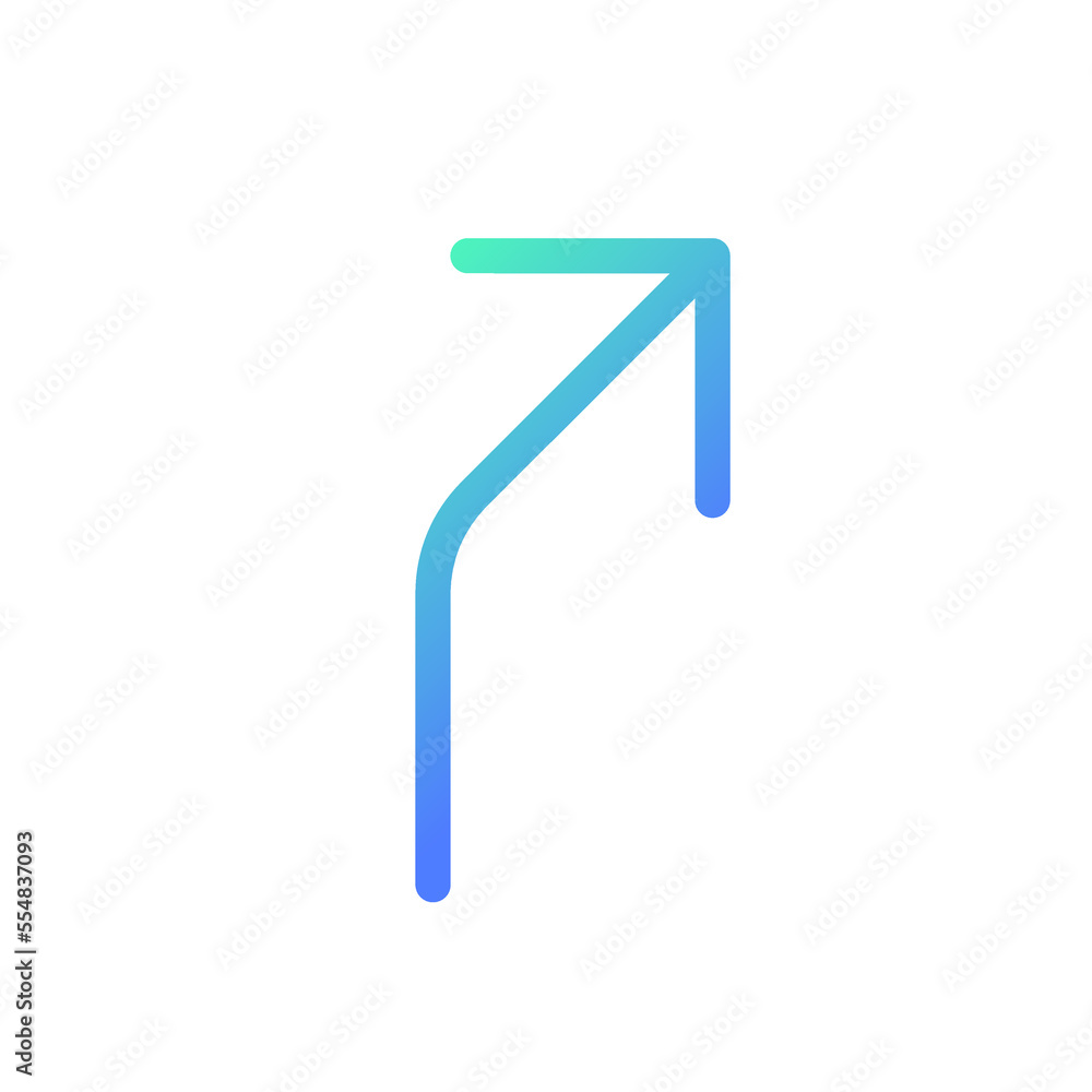 Poster road curves to right arrow pixel perfect gradient linear ui icon. following direction. road sign. li