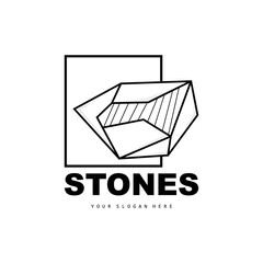 Naklejka premium Stone Logo, Vector Stone Modern With Geometry Line Style, Design For Aesthetic Decoration, Brand Modern Product, Simple Icon Abstract Aesthetic Geometry Line
