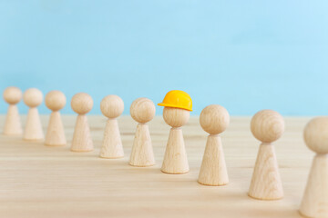 Concept of leadership and forwarding ahead. group of figures and manager