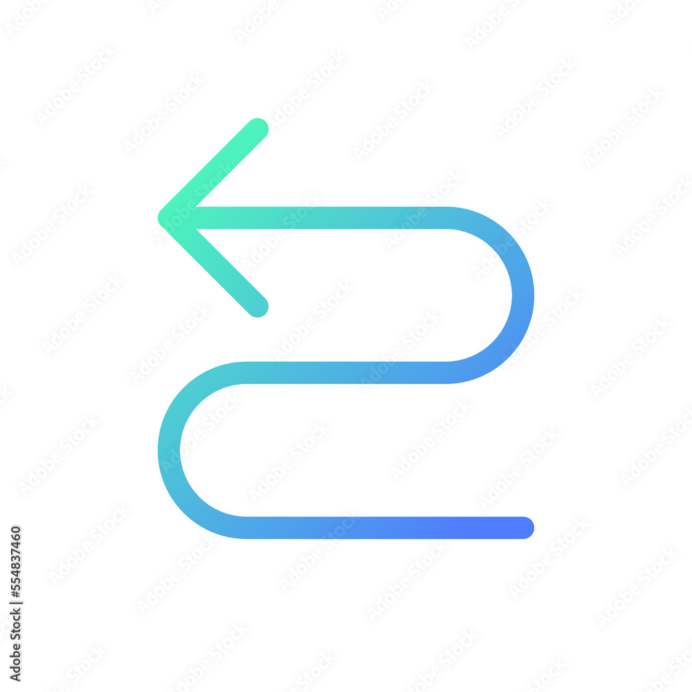 Poster left winding road arrow pixel perfect gradient linear ui icon. reach destination. road sign. find ro