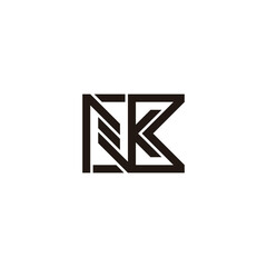 letter nk simple geometric mosaic line logo vector